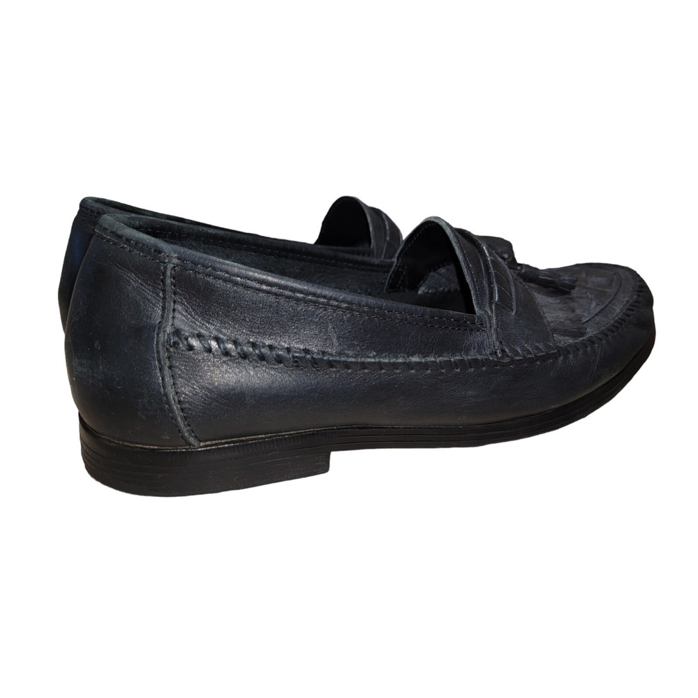 Earth Alan II Mens Black Leather Dress Tassel Loafer Weave Slip On Shoes Sz 11 - Picture 4 of 11